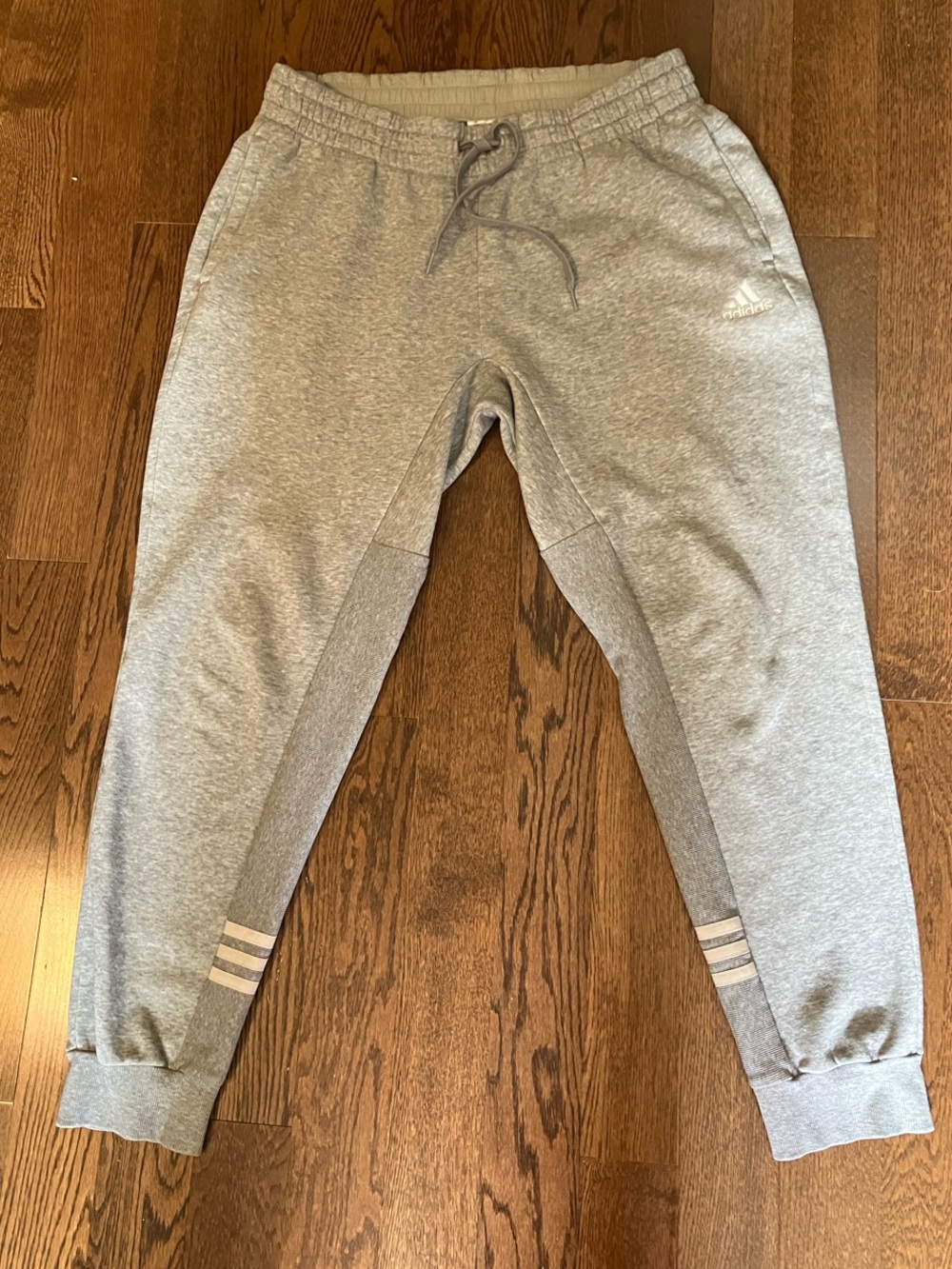 ADIDAS- Men’s Gray Joggers with Stripe Detail & a FREE pair of Blue Q Socks!!!:)